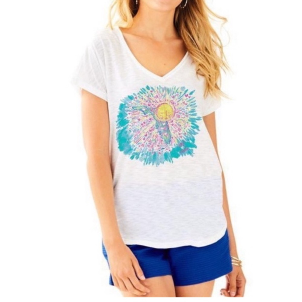 NWT Lilly Pulitzer Short Sleeve Tee Lilly loves Florida L